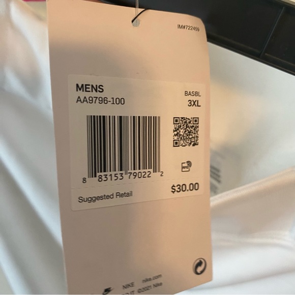 New Men’s Nike Pro Core Baseball Pants Tight Fit Mid Rise Size 3XL White - Picture 6 of 6